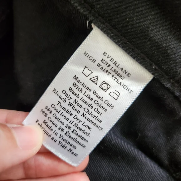 Everlane High Waist Straight Leg Jeans Black Size 26 Regular - Picture 6 of 6